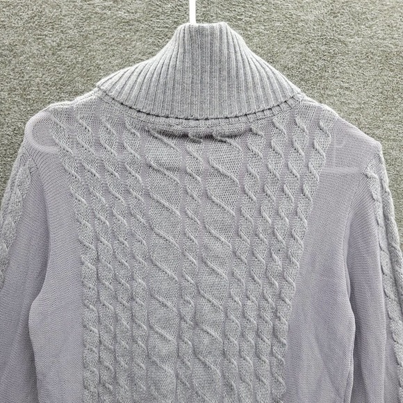Lucy Paris Womens Large Gray Cable Knit Ribbed Turtle Neck Sweater NWT - Picture 5 of 13